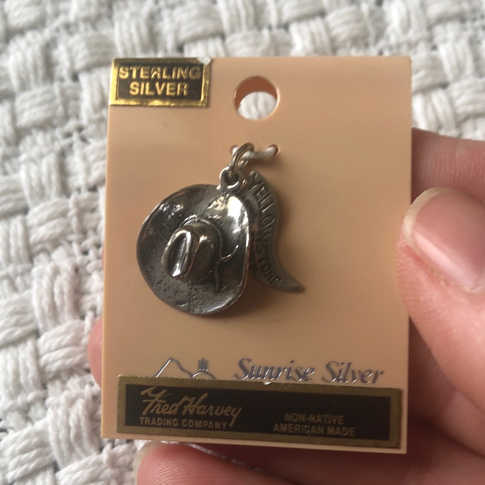 Silver cowboy hat charm
